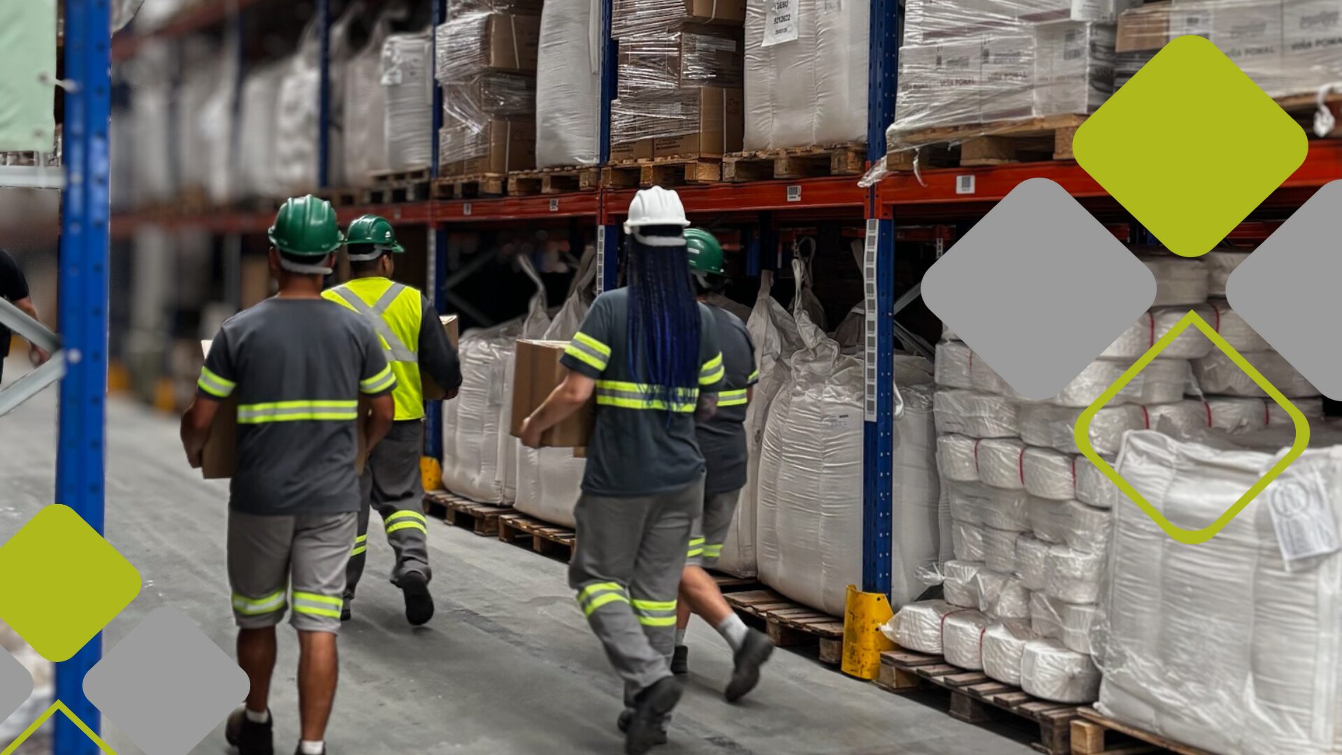 Funcionários da Sanco Operador Logístico trabalhando no armazém logístico